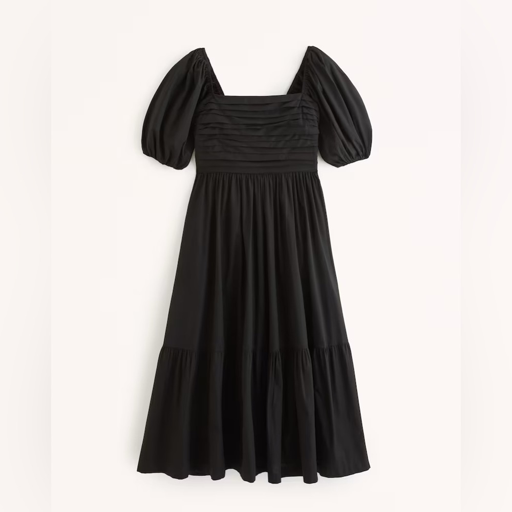 Abercrombie Emerson Poplin Puff Sleeve Midi Dress MT